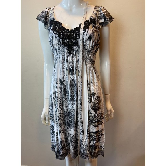 Apt.9 Womens Pleated Sheath Dress 427008438 Lace Embroidered White Black Size S - Picture 3 of 7